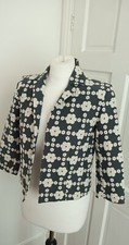 Orla Kiely Slate Grey Bolero Jacket With Cream Embroidered Flowers Size 8