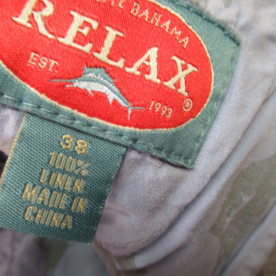 Tommy Bahama Shorts Mens 38 Linen Pockets Cargo Relaxed Fit Outdoors Plaid - Image 4 of 4