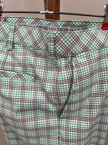 Izod Golf Shorts Men’s Size 36 Performx Green Plaid Flat Fit Stretch UPF-15 NWOT - Picture 4 of 6