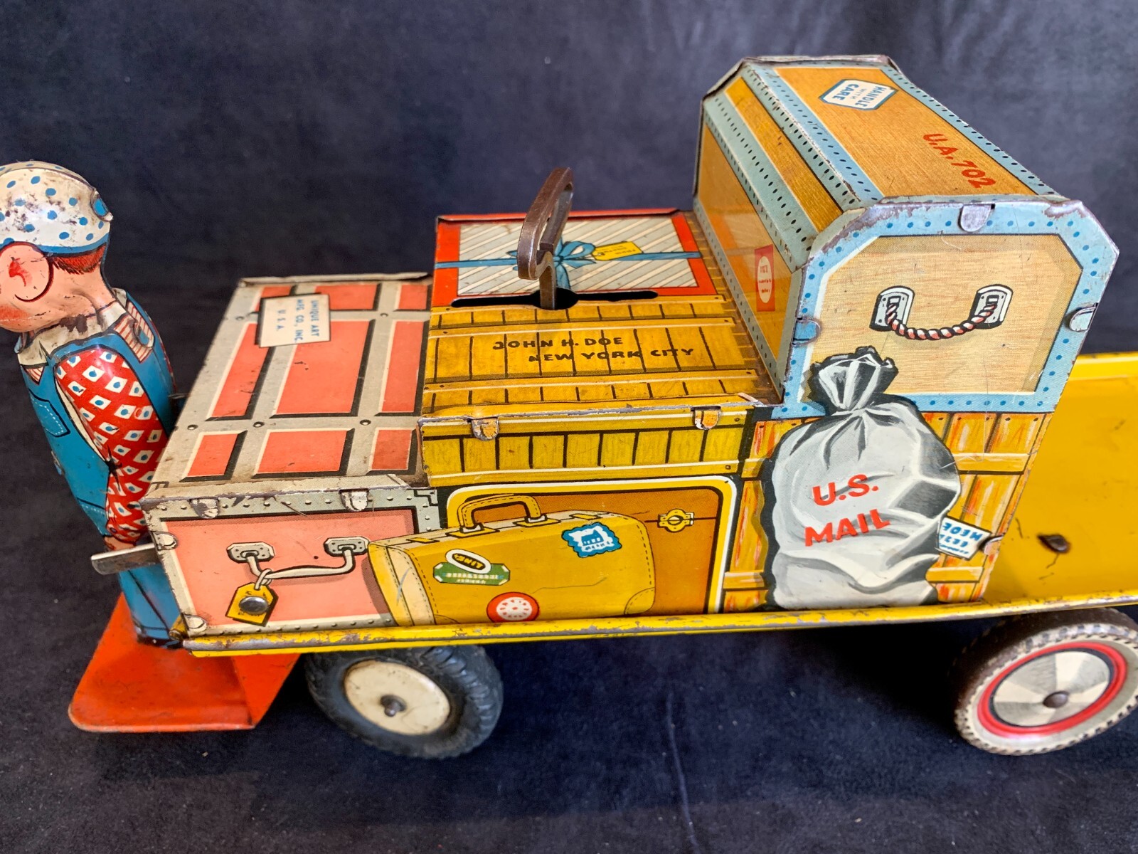Vintage Unique Art Finnigan Porter Wind Up Tin Litho USA WORKS 1950s Ex Cond