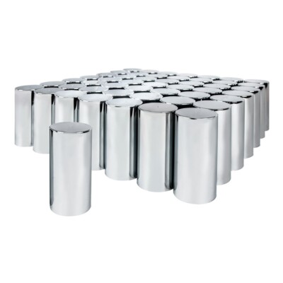 (60) 33mm x 4 1/4'' Chrome Plastic Cylinder Nut Cover - Thread-On United Pacific 