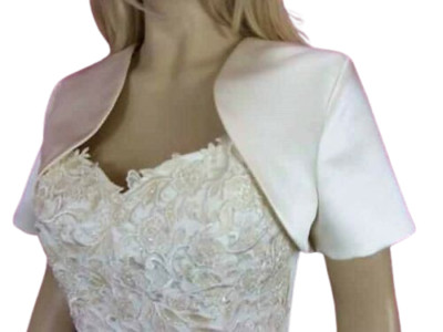 Braut Bolero Jacke weiß 36 38 46 48 50 52 54 56 58 60 62 Bride Wedding Sposa * 2