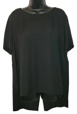 Attention Women's Hankerchief Blouse Open Back One Button Closure Tunic Size XL