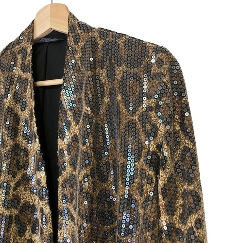 A462194 DENNIS BASSO Printed Sequin Fully Lined Cardigan Neutral S - Picture 2 of 6