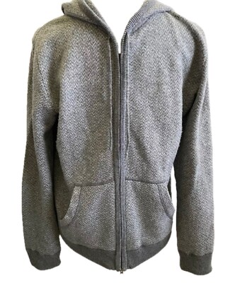 BOGGI Milano Cashmere Wool Blend Knit Gray Zip Front Mens