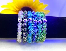 Mystic Firefly bracelet lampwork luminous glass glow in the dark