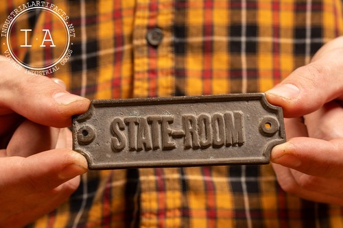 Vintage Cast Brass State-Room Door Plaque