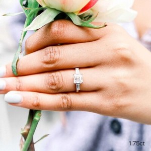 Diamond Ring Wedding Gold Lab Grown 18K White Asscher Cut IGI E F VVS 2.70 Carat