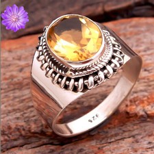Yellow Citrine Gemstone 925 Sterling Silver Ring Handmade Jewelry Ring For her