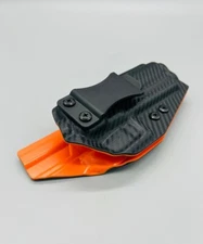 S&W M&P Shield X - Black Carbon Fiber & Orange Kydex IWB Holster USA Veteran