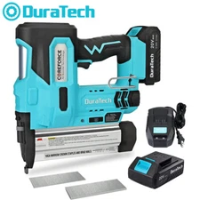 DURATECH 2 IN 1 Cordless Brad Nailer 18 GA Nail/Staple Gun w/2.0ABattery Charger