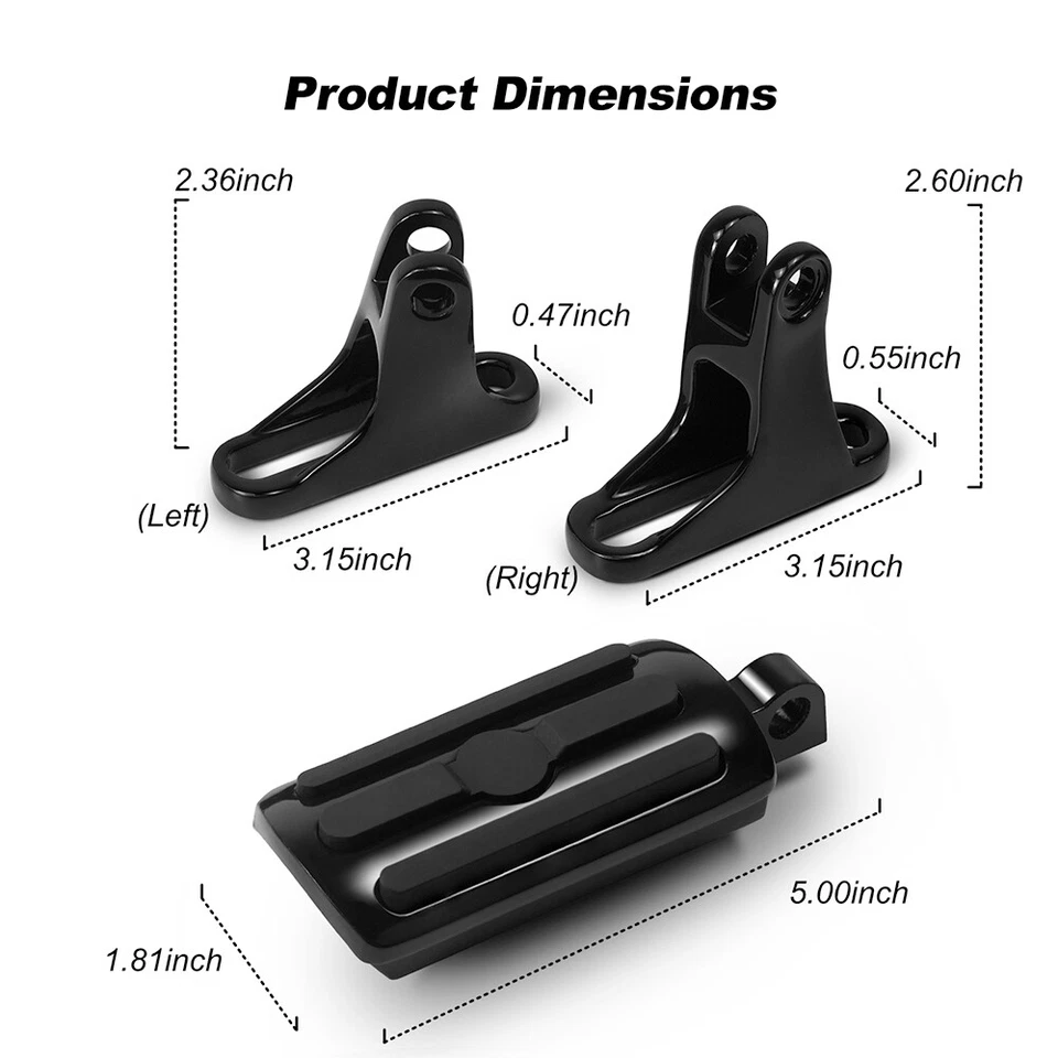 Par de soportes de estriberas negras mini para Harley Electra Glide Ultra Limited FLHTK Foto 2 de 4