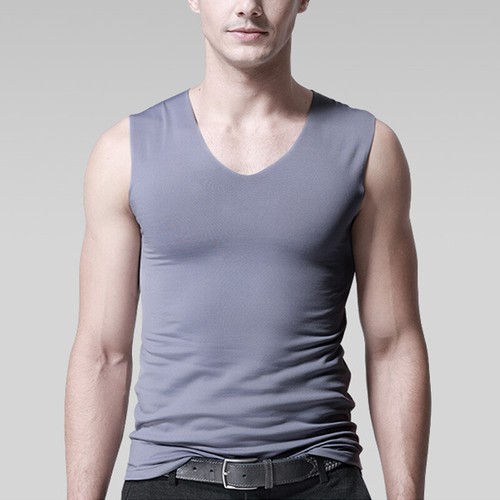 Canottiera canottiera uomo seta ghiaccio muscoli canottiera traspirante senza maniche ☽ - Foto 11 di 19