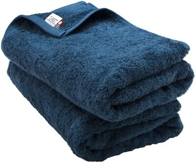Ensemble de 2 serviettes de bain Bloom Imabari Leon Sun Hokin coton bleu marine - Photo 1/4