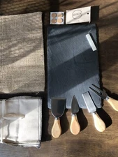 Brooklyn Slate Co 7" x 12" Cutting Cheese Board Set w soapstone, 4 knives & bag