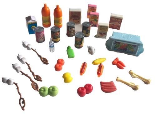 32 Pc Lot of Vintage Mattel Barbie Grocery Store Food And Accessories
