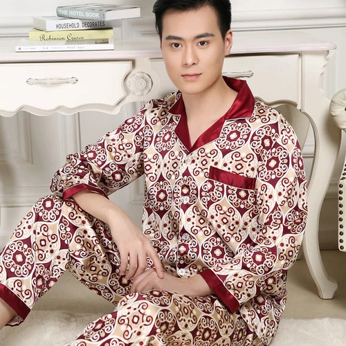 Luxus Herren Seide Satin Pyjama Set Weich Pyjama Langarm Nachtwäsche Loungewear - Bild 41 von 74