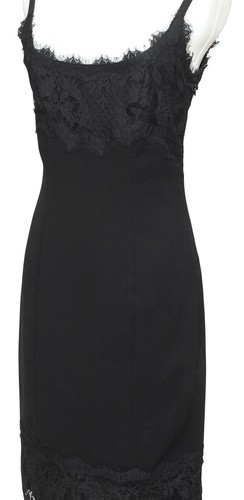 DIANE VON FURSTENBERG Black Dress Lace Spaghetti Strap Knee Length Sz 4 - Picture 7 of 9