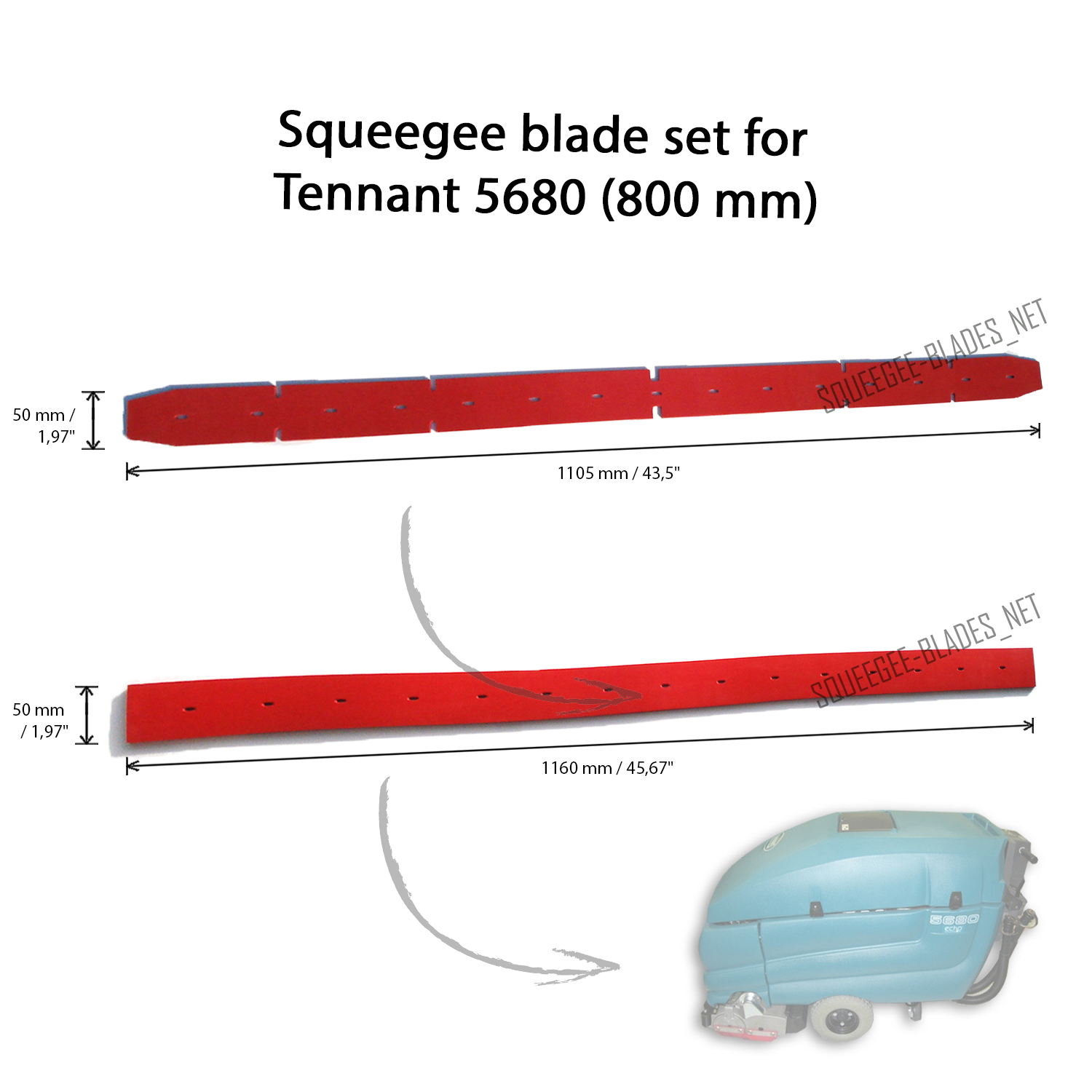 Squeegee set for TENNANT 5680 (800 mm), 5700 (800 mm) HUGE QUANTITY