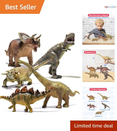 Jumbo Dinosaur Toys Set Plastic 5 PCS Realistic Play Learning Fun for Kids