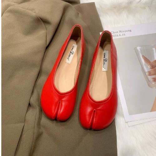 Japanese Style Tabi Ninja Shoes Women Cozy Leather Flats Split Hoof Toe Loafers - Bild 40 von 40