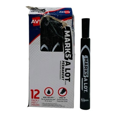 12 Markers Avery Markers Marks A Lot Chisel Tip Black Permanent Marker