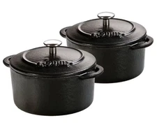 NIB Lodge Enamel Cast Iron Cocottes / Mini Dutch Oven 2-Pack 10oz Matte Black