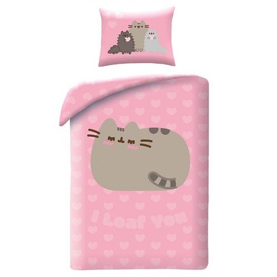 Pusheen I Laib You Einzel Bettwäsche Set Wendbar Rosa Herzen Katzen Eu Mädchen