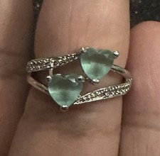 Adjustable mint Heart American Diamond Ring for Women