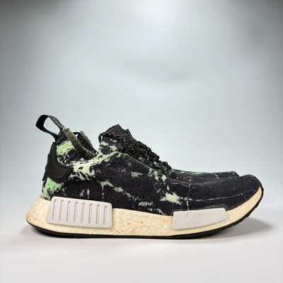 Adidas NMD R1 Primeknit Black Green Running Shoes Sneakers BB7996 Men's Size 7.5