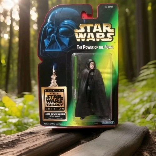 Star Wars 1997 POTF Green Card Luke Skywalker Jedi Knight Theater Edition MINT