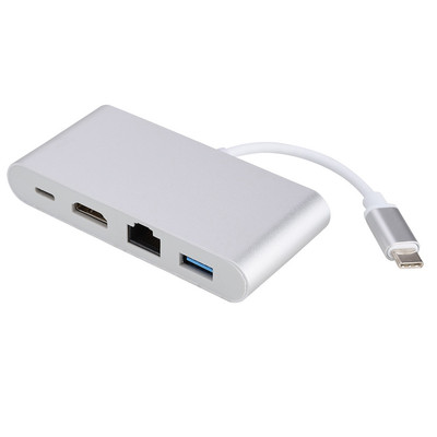 4-in 1 Multifunction TypE C To USB3.0+RJ45++PD Converter 4K Video Adapter CB