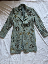 CAbi Women's Blue Floral Button Front Lined Blazer Jacket Long Sleeve 6 Vintage