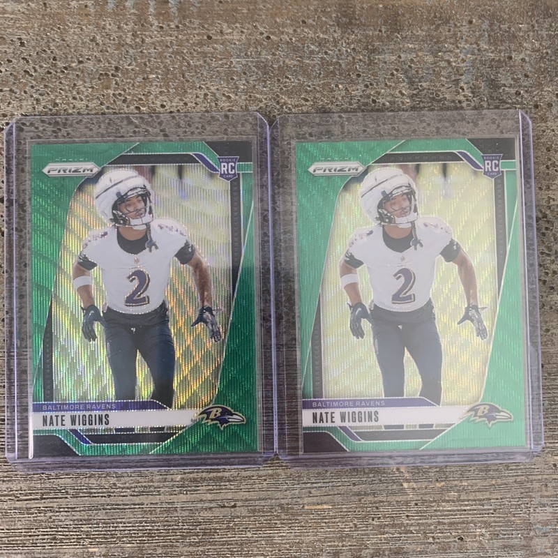 2024 Prizm Nate Wiggins Green Wave #380 2 RC lot Ravens