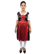 Women Black  Red Traditional German Oktoberfest Costume   Classic Dirndl Dress