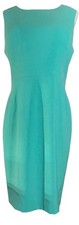 Nine West Aqua Sheath Dress Sleeveless Boat Neck Knee Length Size 8