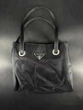 Prada Vintage Handtasche Klein Täschchen Schwarz Leder Nylon Tragetasche