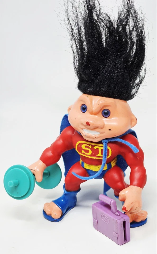 Figura de pelo negro Battle Troll ST Super Troll Hasbro 1992 con accesorios de colección Foto 2 de 4