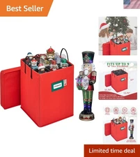 Chic Red Nutcracker Storage Box: Holds 9 Figures with Adjustable Compartments