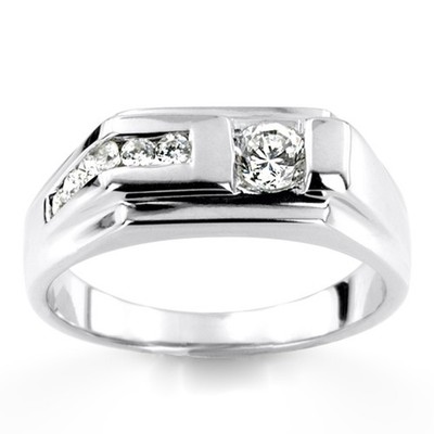 0.45 Ct Round Cut Natural Diamond Mens Wedding Ring 14K Solid White Gold Size 11