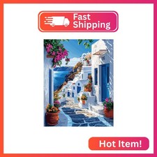 Mrnsiet Paint by Number for Adults Beginners, Easy Seaside Town Paint by Numbers