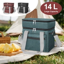 14L Double Layer Insulated Lunch Bag Waterproof for Women Men Work Insulated Box