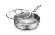 6-Quart Stainless Steel Saute Pan with Lid 12-Inch Skillet Dishwasher & Oven