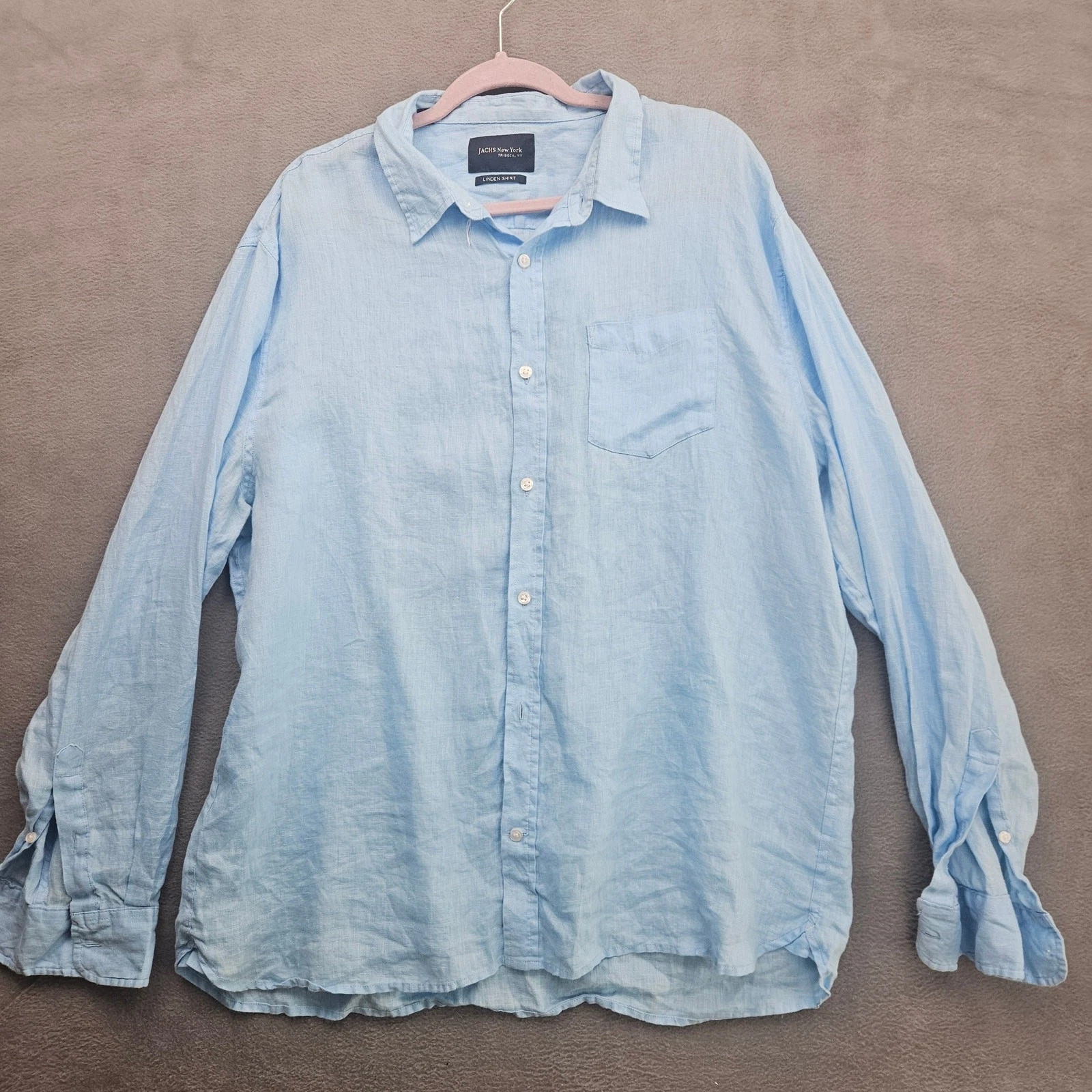 Jachs Linen Shirt Blue Oversized Relaxed Fit Coastal Button Down