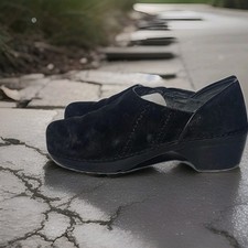 Dansko Black Suede Clogs Comfort Slip-on Nurse Work Shoes Women's Size 40
