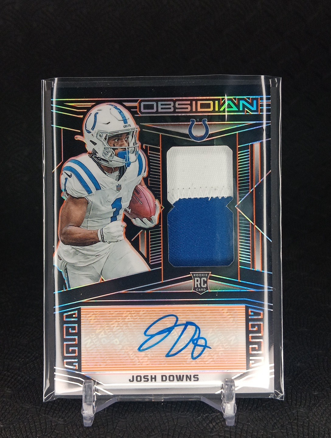 2023 Panini Obsidian Josh Downs /49 Orange Etch Rookie Patch Auto RPA #221