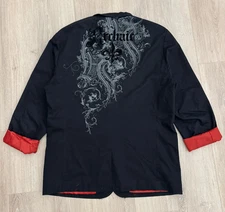 vintage Y2K Archaic Jacket Mens Large Black Wings Emo Punk Goth Blazer Coat