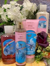 4 Pc Set Bath & Body Works PINK CASHMERE Body Wash, Mist, Cream & Lotion New HTF