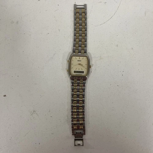 Vtg Seiko Watch Women 30mm Silver Gold Tone H601-5589 Clip Band New Battery