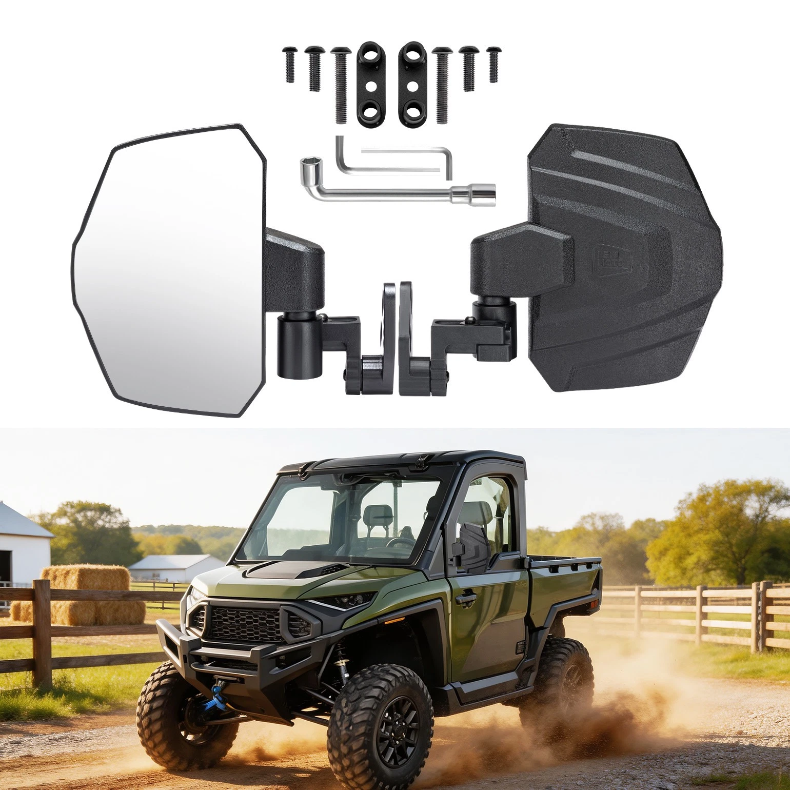 Large Side Mirrors A-Pillar for Polaris Ranger Crew/XD 1500 #2889099#2889862